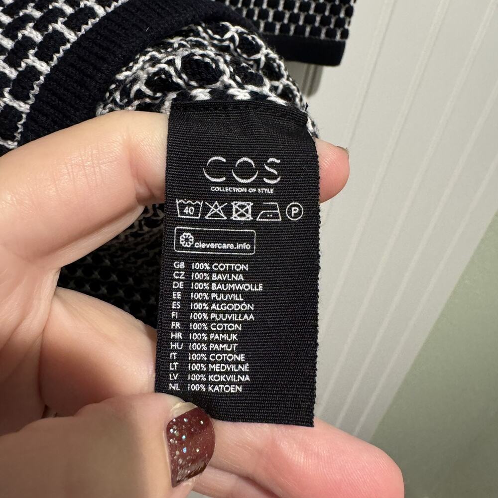 COS Honeycomb Knit Sweater Dress Black White Size Small - Picture 5 of 6